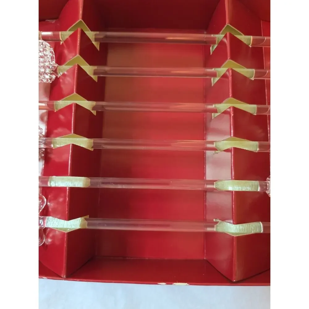 Boston Warehouse Glass Swizzle Stick Set Set Of 6 Christmas Tree Stocking...